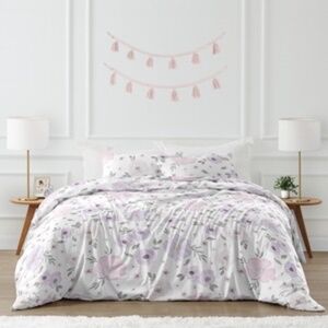 Sweet JoJo Watercolor Floral Lavender & Grey Collection Full/Queen Comforter Set
